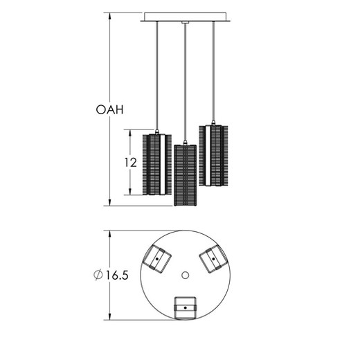 Downtown Mesh Round 3pc Multi-Pendant (1289|CHB0020-03-MB-0-C01-E2)