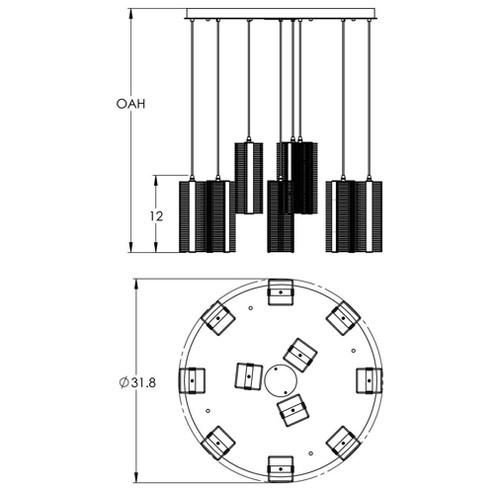 Downtown Mesh Round 11pc Multi-Pendant (1289|CHB0020-11-FB-0-C01-E2)