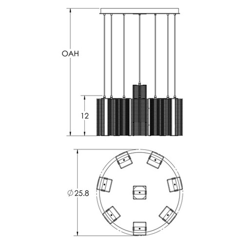 Downtown Mesh Round 8pc Multi-Pendant (1289|CHB0020-08-BS-0-C01-E2)
