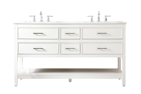 60 inch double bathroom vanity in white (758|VF19060DWH)