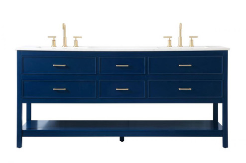 72 inch double bathroom vanity in blue (758|VF19072DBL)