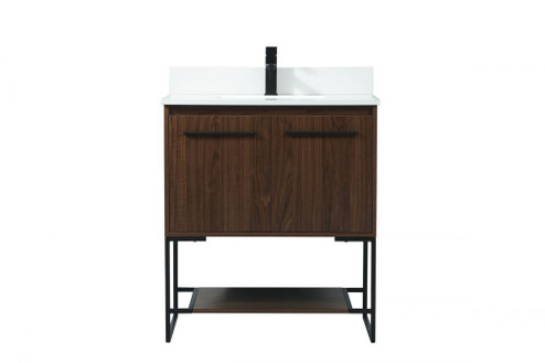 30 inch Single bathroom vanity in walnut with backsplash (758|VF42530MWT-BS)