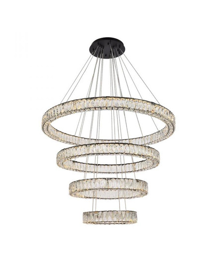 Monroe 41 Inch LED Four Ring Chandelier in Black (758|3503G41BK)