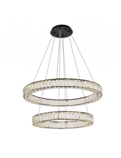 Monroe 32 inch LED double ring chandelier in black (758|3503G32BK)