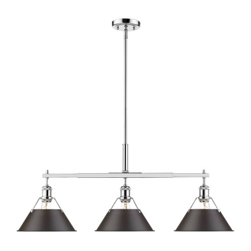 Yep by Golden Lighting Orwell 3-light Island Light in Chrome and Rubbed Bronze shade (36|3306-LP CH-RBZ)