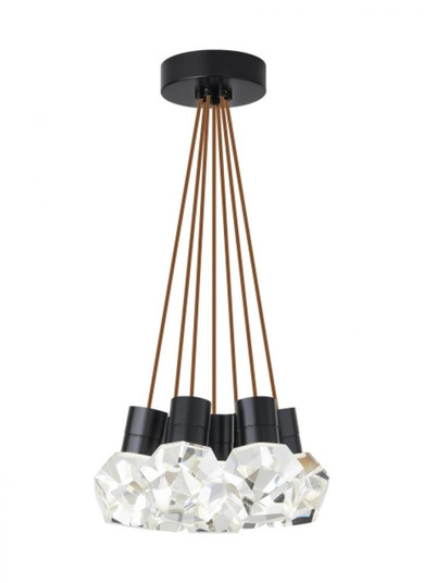 Modern Kira dimmable LED Ceiling Pendant Light in a Black finish (7355|700TDKIRAP7PB-LED922)