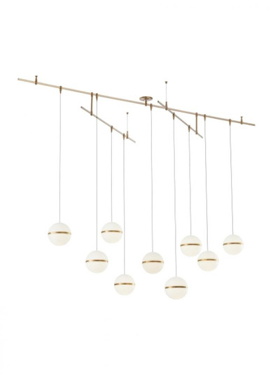 Modern Mini Hanea dimmable LED Chandelier Ceiling Light in a Natural Brass/Gold Colored finish (7355|700HNE9NB-LED930S)