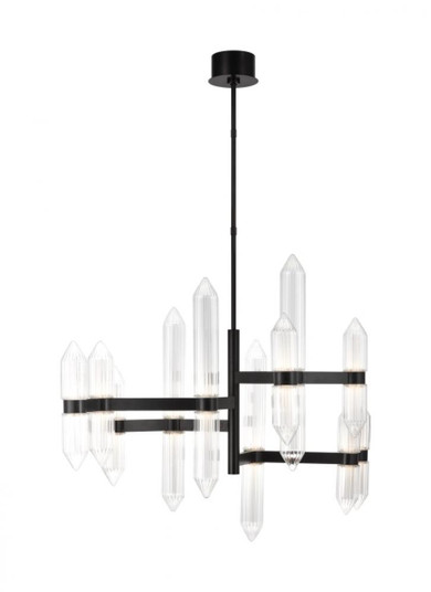 Modern Langston dimmable LED Large Chandelier Ceiling Light in a Plated Dark Bronze finish (7355|700LGSN46PZ-LED927)