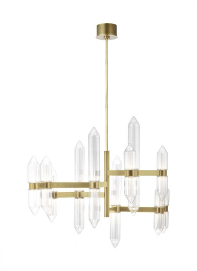 Modern Langston dimmable LED Large Chandelier Ceiling Light in a Plated Brass/Gold Colored finish (7355|700LGSN46BR-LED927)