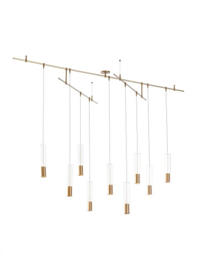 Modern Captra dimmable LED Chandelier Ceiling Light in an Aged Brass/Gold Colored finish (7355|700CPT9R-LED930R)