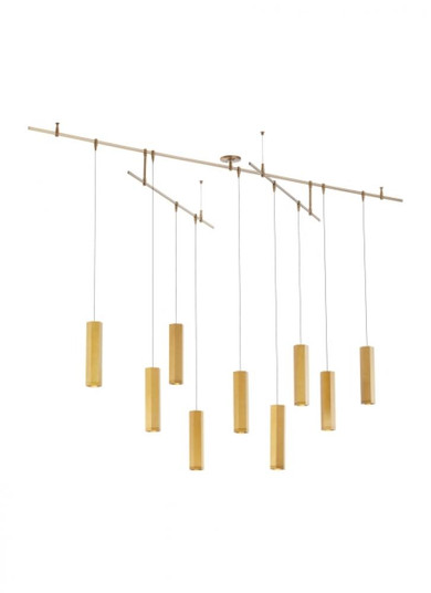 Modern Blok dimmable LED Small Chandelier Ceiling Light in an Aged Brass/Gold Colored finish (7355|700BLKS9R-LED930R)
