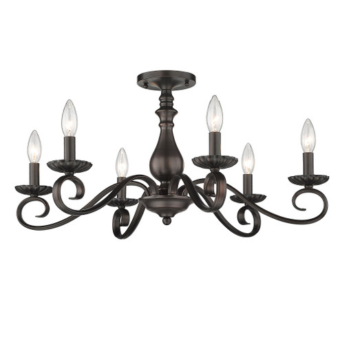Wry Lighting Larrick 6-light Semi-Flush Mount in Rubbed Bronze (36|3712-6SF RBZ)