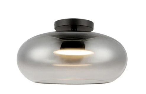 Trinity 14-in Black/Smoked Dimmable LED Semi Flush Mount (461|SF62014-BK/SM)