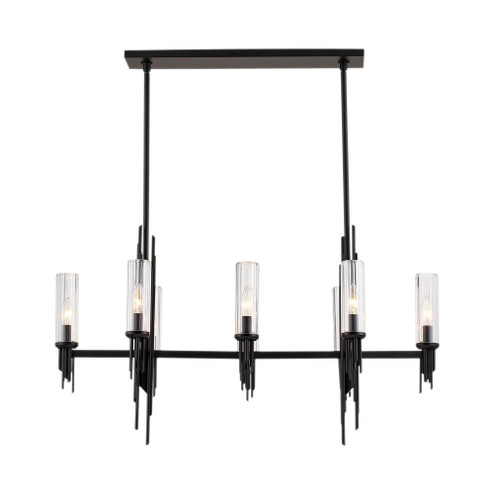 Torres 38-in Clear Ribbed Glass/Matte Black 8 Lights Linear Pendant (7713|LP335838MBCR)