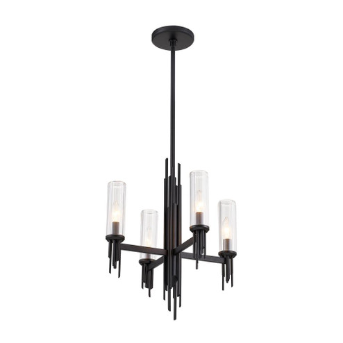Torres 18-in Clear Ribbed Glass/Matte Black 4 Lights Chandeliers (7713|CH335418MBCR)