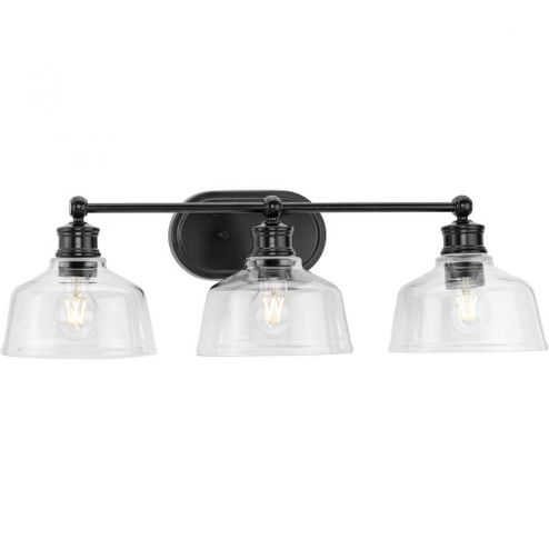 Singleton Collection Three-Light 26.5'' Matte Black Farmhouse Vanity Light with Clear Glass Shade (149|P300397-31M)