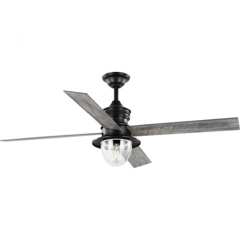 Gillen 56'' 4-Blade LED Indoor/Outdoor Matte Black Vintage Electric Ceiling Fan with Light Kit an (149|P250075-31M-WB)