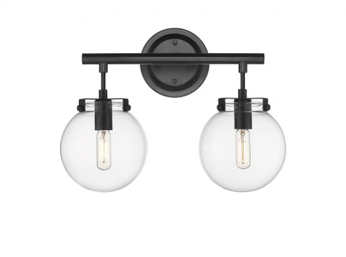Span - 2 Light - 15 inch - Matte Black - Bath Vanity Light (3442|351-2W-BK-CL-LED)