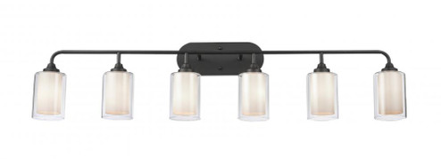 Fairbank - 6 Light - 48 inch - Matte Black - Bath Vanity Light (3442|342-6W-BK-CLW-LED)