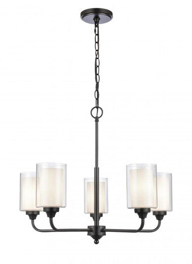 Fairbank - 5 Light - 25 inch - Matte Black - Chain Hung - Chandelier (3442|342-5CR-BK-CLW)