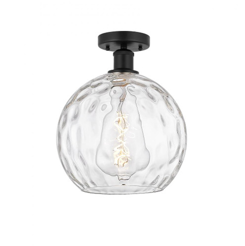 Athens Water Glass - 1 Light - 10 inch - Matte Black - Semi-Flush Mount (3442|616-1F-BK-G1215-10)