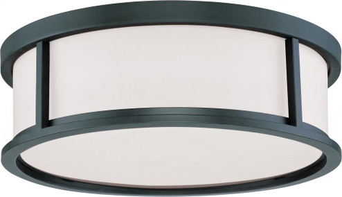 Odeon - 3 Light 17'' Flush Dome withSatin White Glass - Aged Bronze Finish (81|60/2983)