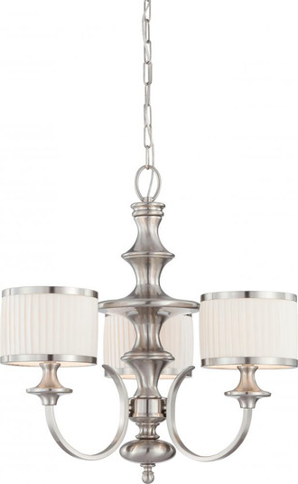 Candice - 3 Light Chandelier with Pleated White Shades - Brushed Nickel Finish (81|60/4734)