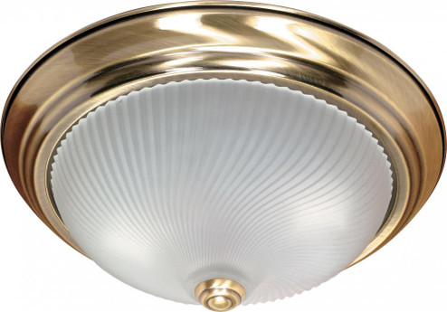 2-Light Flush Mount Ceiling Light Fixture in Antique Brass Finish with Frosted Swirl Glass (81|60/238)