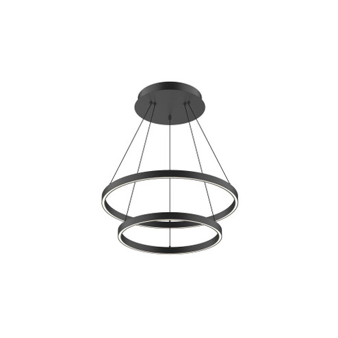 Cerchio 24-in Black 2-Tier Dimmable LED Chandelier (461|CH87824-BK)