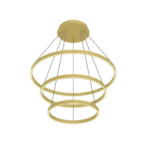 Cerchio 32-in Brushed Gold 3-Tier Dimmable LED Downlight Chandelier (461|CH87332-BG)
