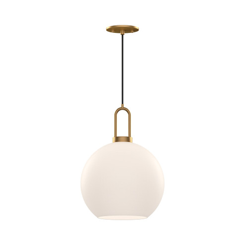 Soji 10-in Aged Gold/Opal Matte Glass 1 Light Socket Pendant (7713|PD601710AGOP)