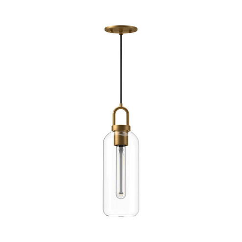 Soji 5-in Aged Gold/Clear Glass 1 Light Pendant (7713|PD401505AGCL)