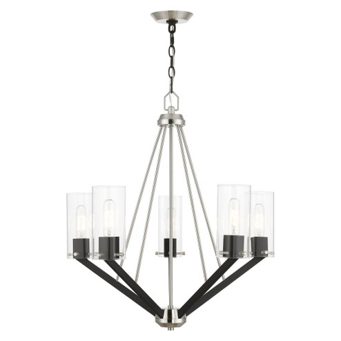 5 Light Brushed Nickel & Black Chandelier (108|51165-91)