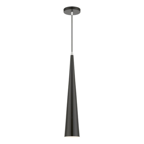 1 Light Shiny Black with Polished Chrome Accents Single Tall Pendant (108|49631-68)