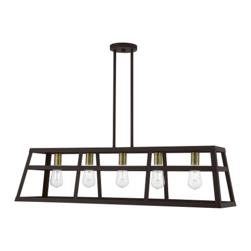 5 Light Bronze with Antique Brass Accents Linear Chandelier (108|49565-07)
