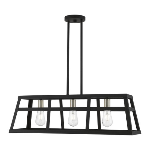 3 Light Black with Brushed Nickel Accents Linear Chandelier (108|49563-04)