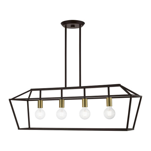 4 Light Bronze with Antique Brass Accents Linear Chandelier (108|49437-07)