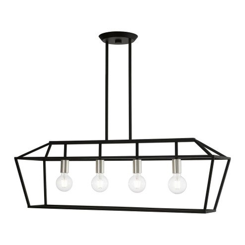 4 Light Black with Brushed Nickel Accents Linear Chandelier (108|49437-04)