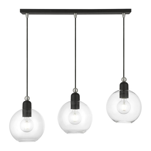3 Light Black with Brushed Nickel Accents Sphere Linear Chandelier (108|48974-04)