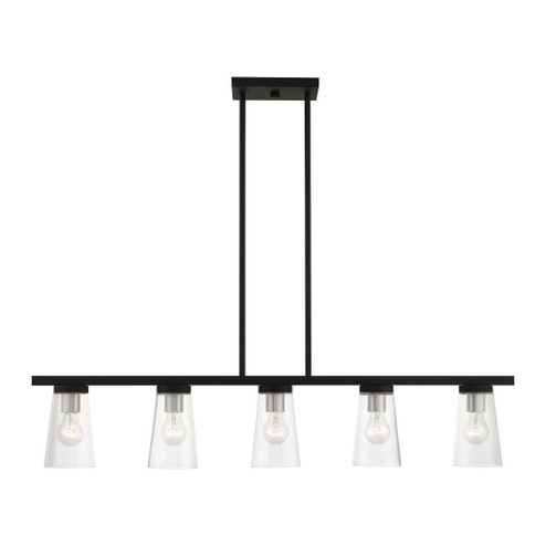 5 Light Black with Brushed Nickel Accents Linear Chandelier (108|46715-04)