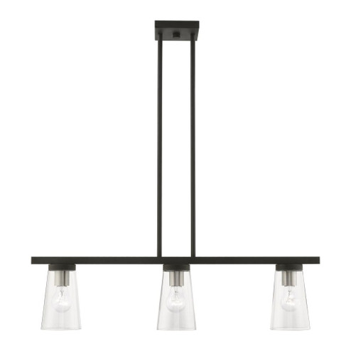 3 Light Black with Brushed Nickel Accents Linear Chandelier (108|46713-04)