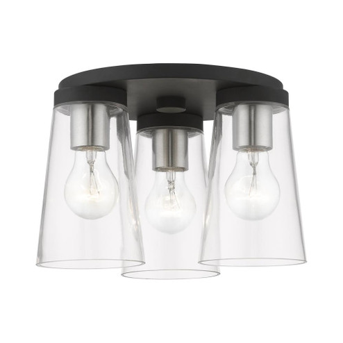 3 Light Black with Brushed Nickel Accents Large Flush Mount (108|46712-04)