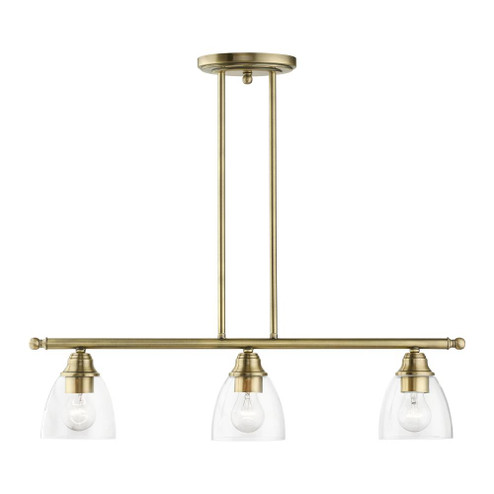 3 Light Antique Brass Linear Chandelier (108|46337-01)