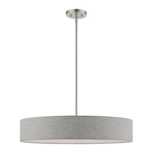 5 Light Brushed Nickel with Shiny White Accents Large Drum Pendant (108|46145-91)
