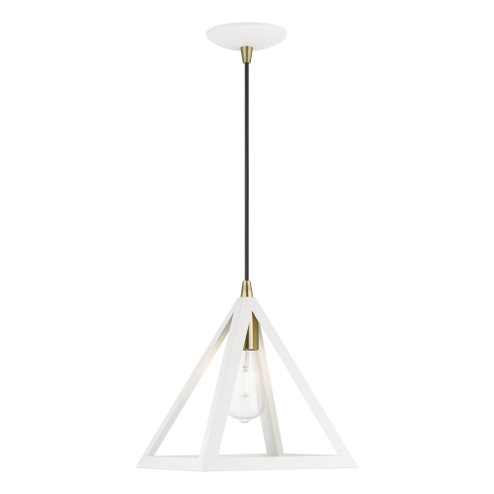1 Light Textured White with Antique Brass Accents Pendant (108|41329-13)