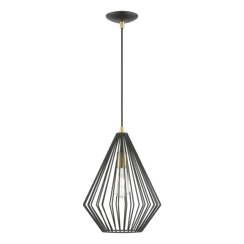 1 Light Textured Black with Antique Brass Accents Pendant (108|41325-14)