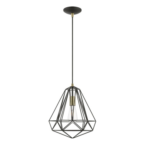 1 Light Textured Black with Polished Chrome Accents Pendant (108|41324-14)