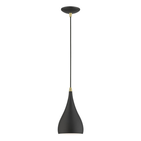1 Light Textured Black with Antique Brass Accents Mini Pendant (108|41171-14)