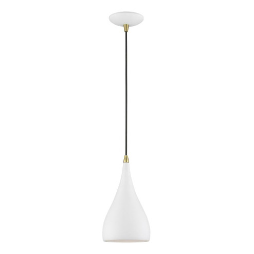 1 Light Textured White with Antique Brass Accents Mini Pendant (108|41171-13)