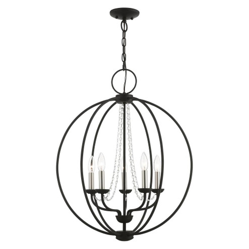 5 Light Black with Brushed Nickel Finish Candles Globe Chandelier (108|40915-04)